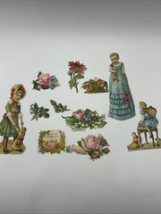 Lot Of 11 Victorian Scrap Ephemera For Collecting/ Scrapbooking Kids Floral