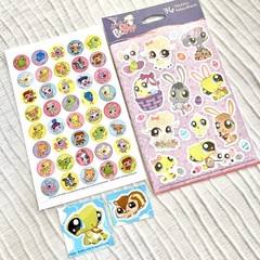 Littlest Pet Shop Sticker Lot – 1 New Pack, 1 Loose Sheet, 2 Puffy Extras