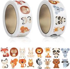 2 Roll Animal Stickers for Kids, 1 Inch, 1000 Pcs Motivational Stickers