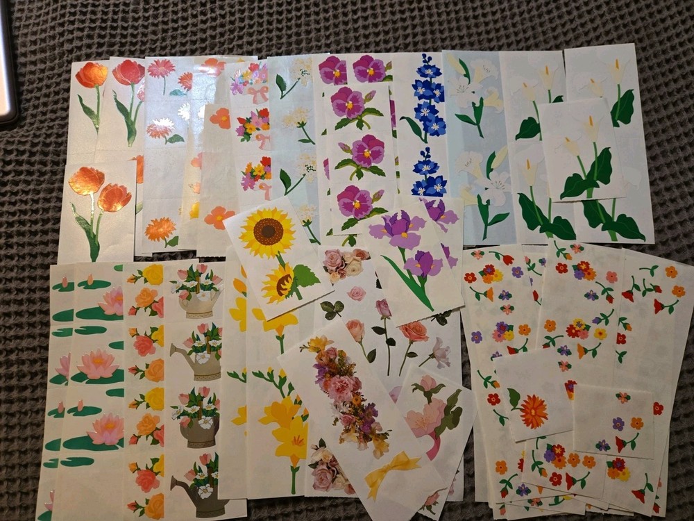 Vintage Mrs. Grossman Floral Flower Sticker Sheets Lot – Tulips Lillies Pansies