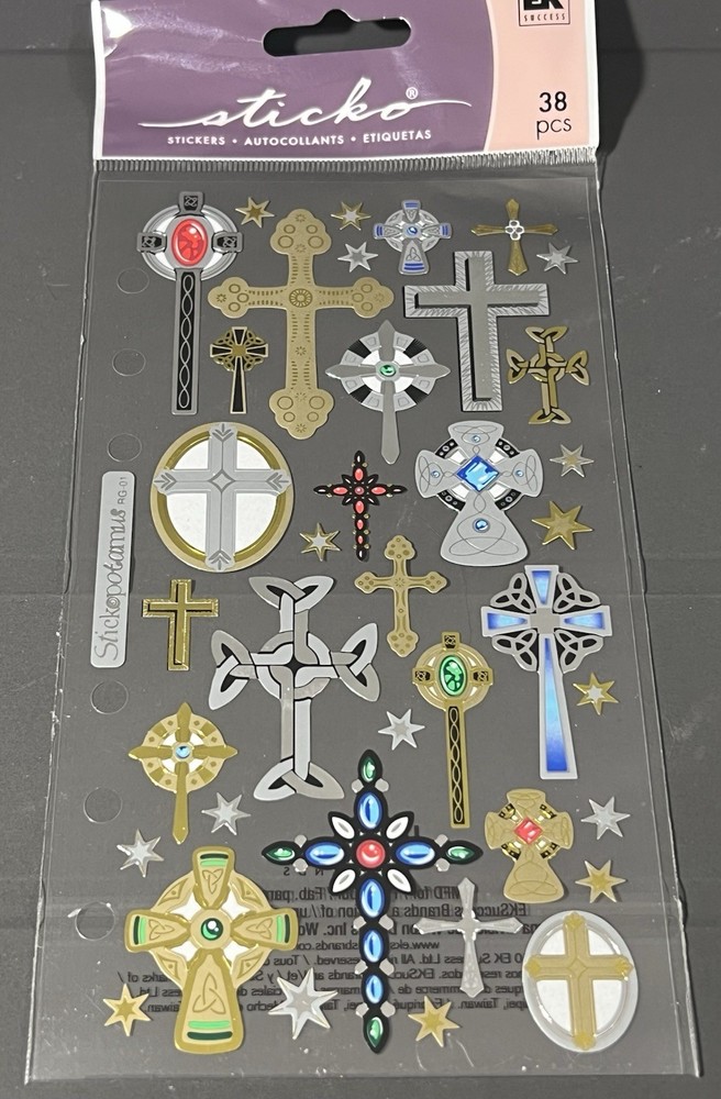 Scrapbooking Stickers by Sticko Foiled Crosses Cross Symbols