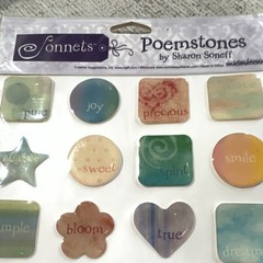 Mixed Brands Sonnet Poemstones Epoxy Stickers & Jolee’s Flowers Scrap Lot