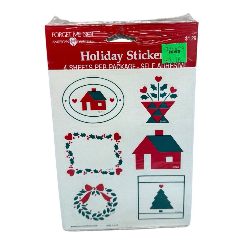 VINTAGE American Greetings Forget Me Not Holiday Stickers 4 Sheets Sealed