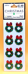Christmas Paper Crafts WREATH GEMS 8pc Dimensional Stickers, NEW