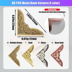 80piece Metal Book Corners Small Iron Corner Protectors For Scrapbook Photo Albu