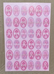 1 Sheet of 24 Pink Ribbon Positive Message Stickers Breast Cancer Awareness
