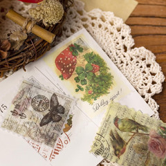 60Pcs Vintage Postage Stamp Stickers, Aesthetic Sticker for Scrapbooking, Journa