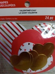 New! 24 Heart Cutout Embellishments Valentine Die Cut Shapes Red Gold White Mom
