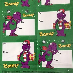 Vintage Hallmark Stickers 90s Barney Purple Dinosaur Christmas Gift Tags Crafts