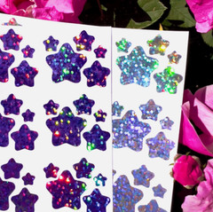 Holographic Sparkle Star Sticker Sheet! – 0.25 to 0.75 inch Sizes