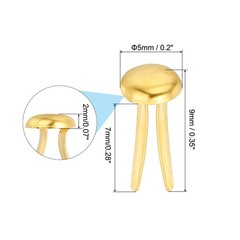200 PCS Paper Brass Fasteners Split Pins Pastel Mini, Gold, 5 x 9 mm
