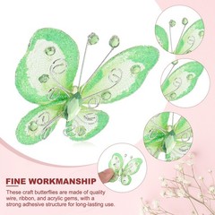 24Pcs Butterflies for Crafts, 2.2″ Organza Butterflies, Light Green
