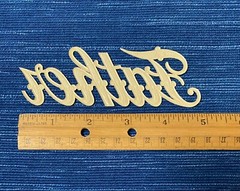 Gold Cursive Paper Father Applique Scrapbook NOT STICKY Binder Label 5″ 988A