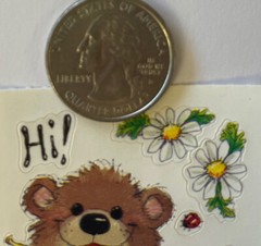 BROWN HI TEDDYBEAR Stickers (2″x3.5″)Suzy’s Zoo•Card Making •Daisy•Write letters