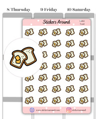Toast Planner Sticker, Breakfast Food Icon Sticker, Calendar and Journal