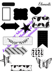 Printable files black white blue purple junk journal ephemera sentiments