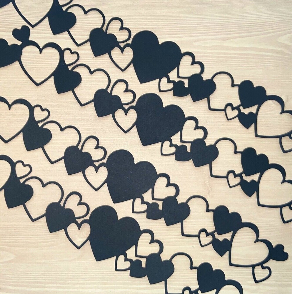 🩷5 HEARTS BUNCH BORDER cardstock paper die cut embellishments