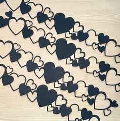 🩷5 HEARTS BUNCH BORDER cardstock paper die cut embellishments