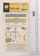 First Communion Rub-On Transfers For Scrapbooking American Traditional Designs