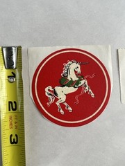 Vintage Christmas Stickers Unicorn Prism Mod 80s Wreath Green & Red Set of 2