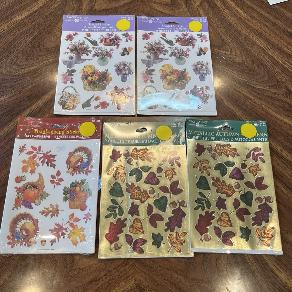 Scented Stickers Vtg Stickers Fall Flowers Floral Lot Of 5 Packs 4 New 1 Open
