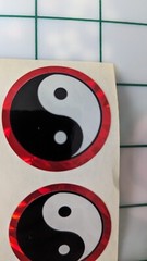 Vintage Stickers Yin Yang Symbol Prism Red Purple Silver POGS Slammers Lot Of 9