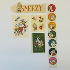 VINTAGE STICKERS The Disney Store Snow White Characters SLEEPY DOC DOPEY BASHFUL