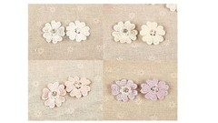 CraftbuddyUS 10 Pink Flower w/Pearl&Diamante Centre 3D motifs 50mm Stitch Fabric