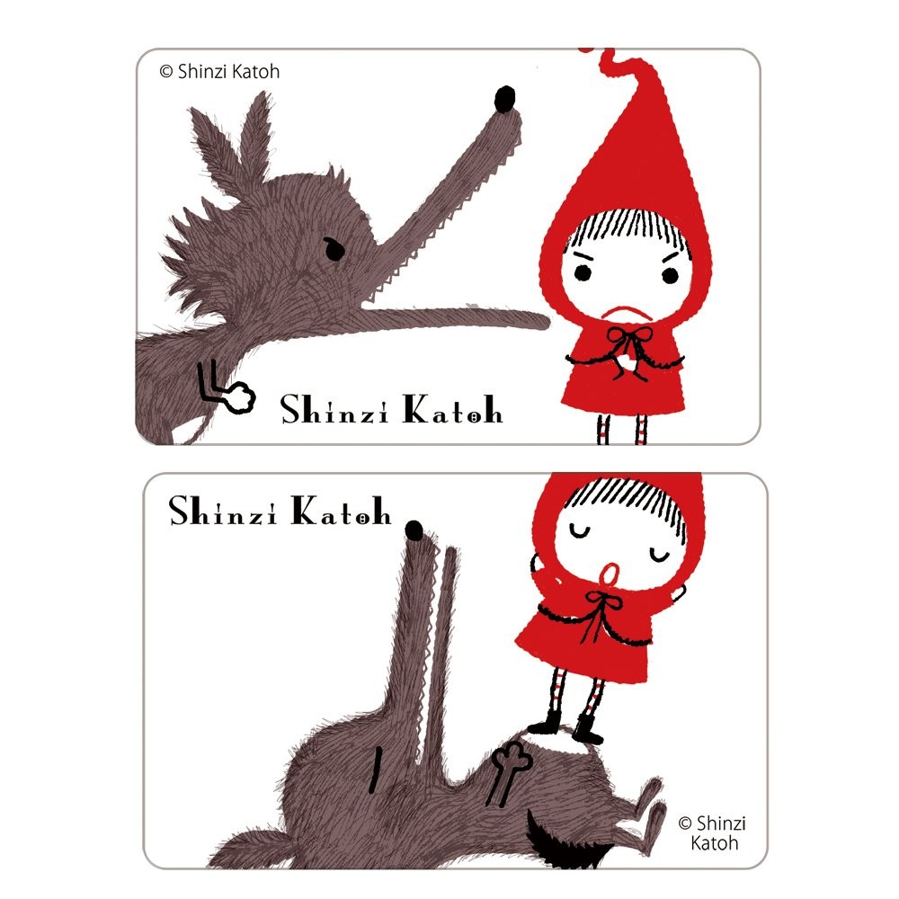 Shinzi Katoh IC Card Removable Privacy Stickers Red Hood Pochon 2pc