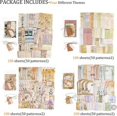 400PCS Scrapbook Supplies Kit Junk Journal Supplies Vintage Scrapbook Paper Deco