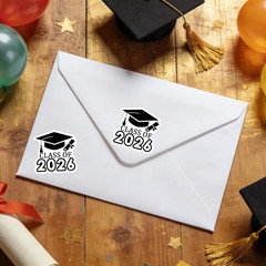 120Pcs Graduation Stickers, 1.6 Inch Self Adhesive Class of 2026 Stickers Label