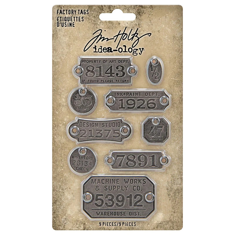 BRAND NEW Tim Holtz idea-ology Vintage style Factory Tags Embellishments