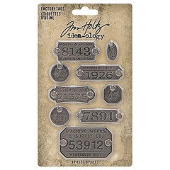 BRAND NEW Tim Holtz idea-ology Vintage style Factory Tags Embellishments