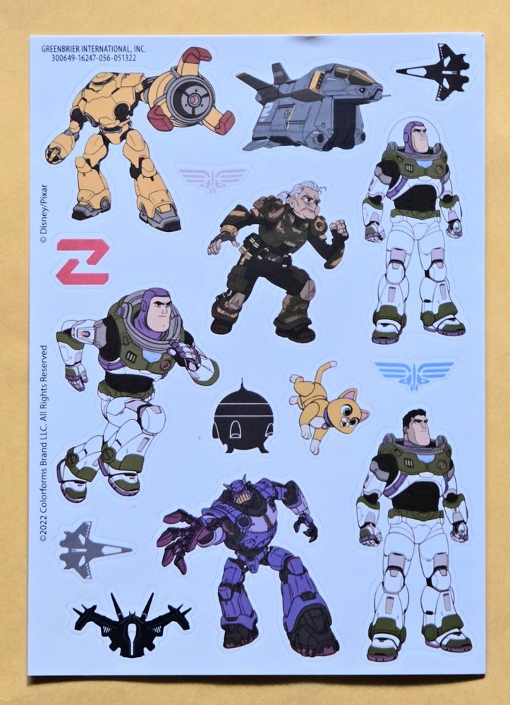 Disney Pixar Lightyear Sticker Single Sheet