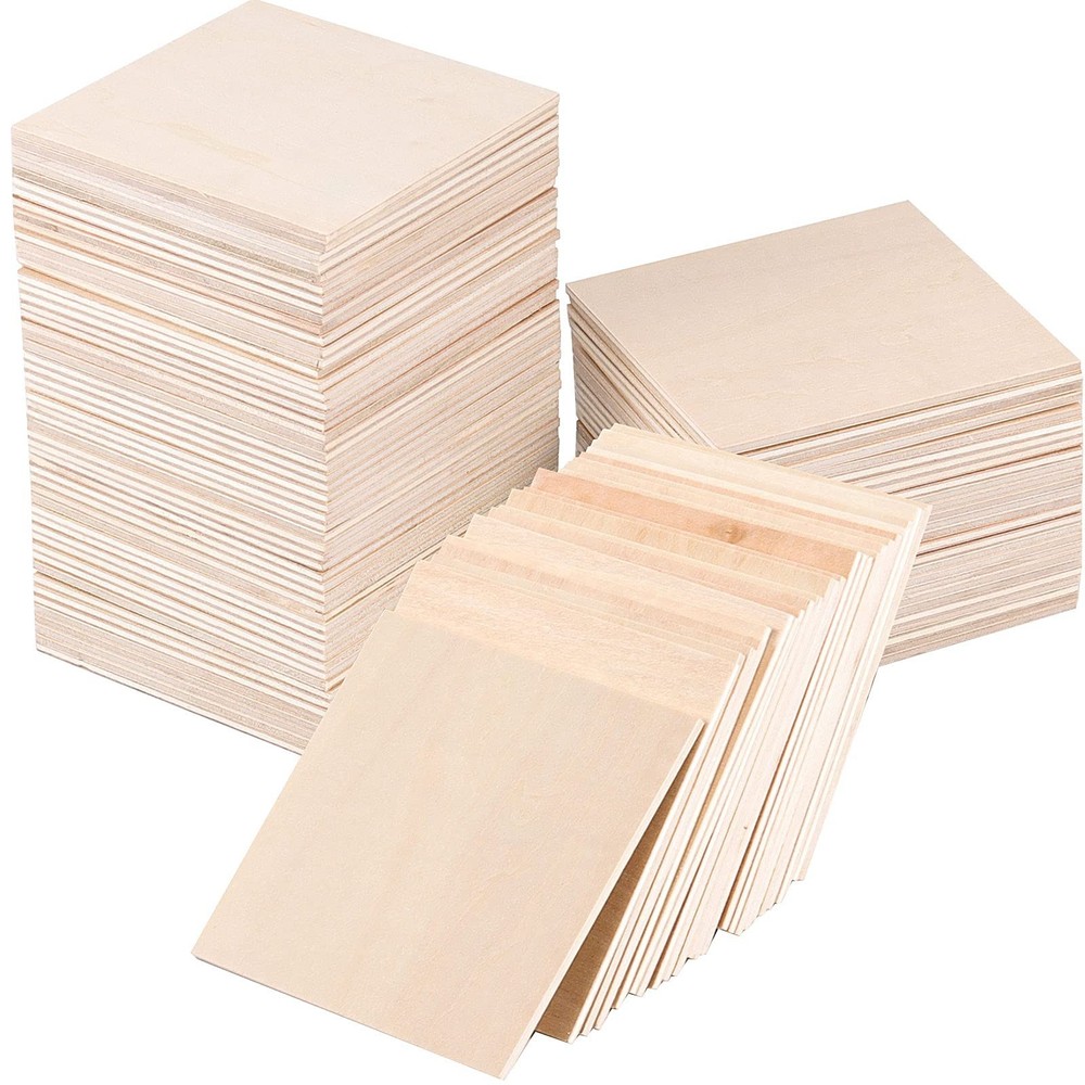 HOIGON 120 PCS 3 x 3 Inch Unfinished Wooden Squares Pieces, Natural Blank Woo…