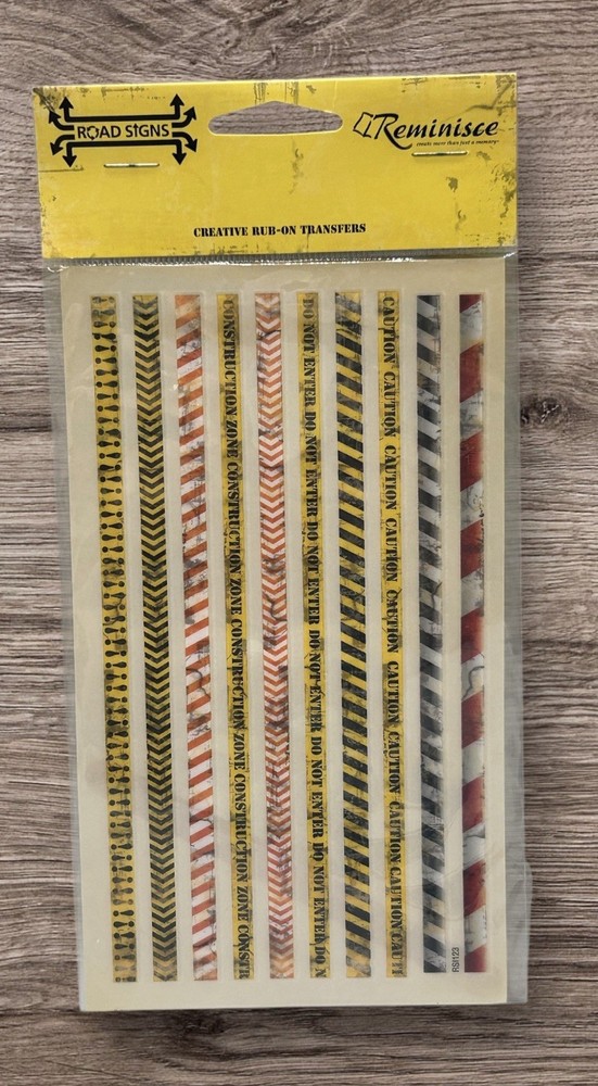Reminisce Road Signs Construction Rub-On Transfers Scrapbooking NEW