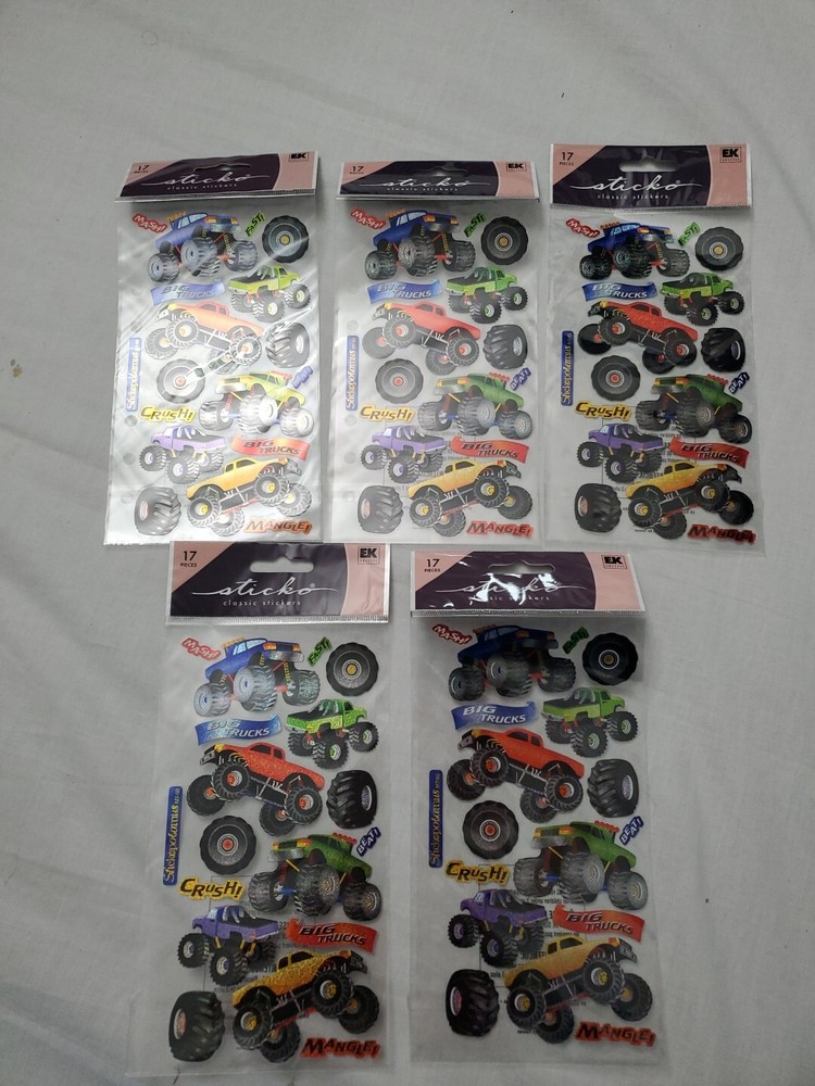 Sticko Classic Stickers EK Success Big Trucks Monster Truck 5 Packs
