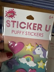 Unicorn Theme Puffy Stickers – 2 Packs – New and Sealed – Rainbow, Stars, Hearts
