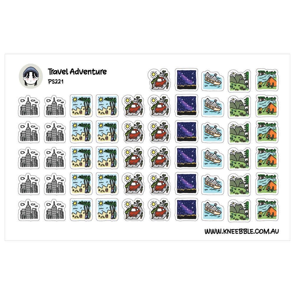 Travel Adventure Planner Stickers – Road Trip, Cruise, Beach Day – Holiday Vacat