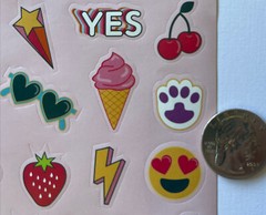 YES EMOJI Sticker(24pc) Greenbrier•Donut•Strawberry •Sunglasses•Cherry•Ice Cream