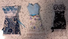 Lot of 3 Handmade Dresses For Junk Journals Scrapbooks Shadow Boxes Or Ornaments
