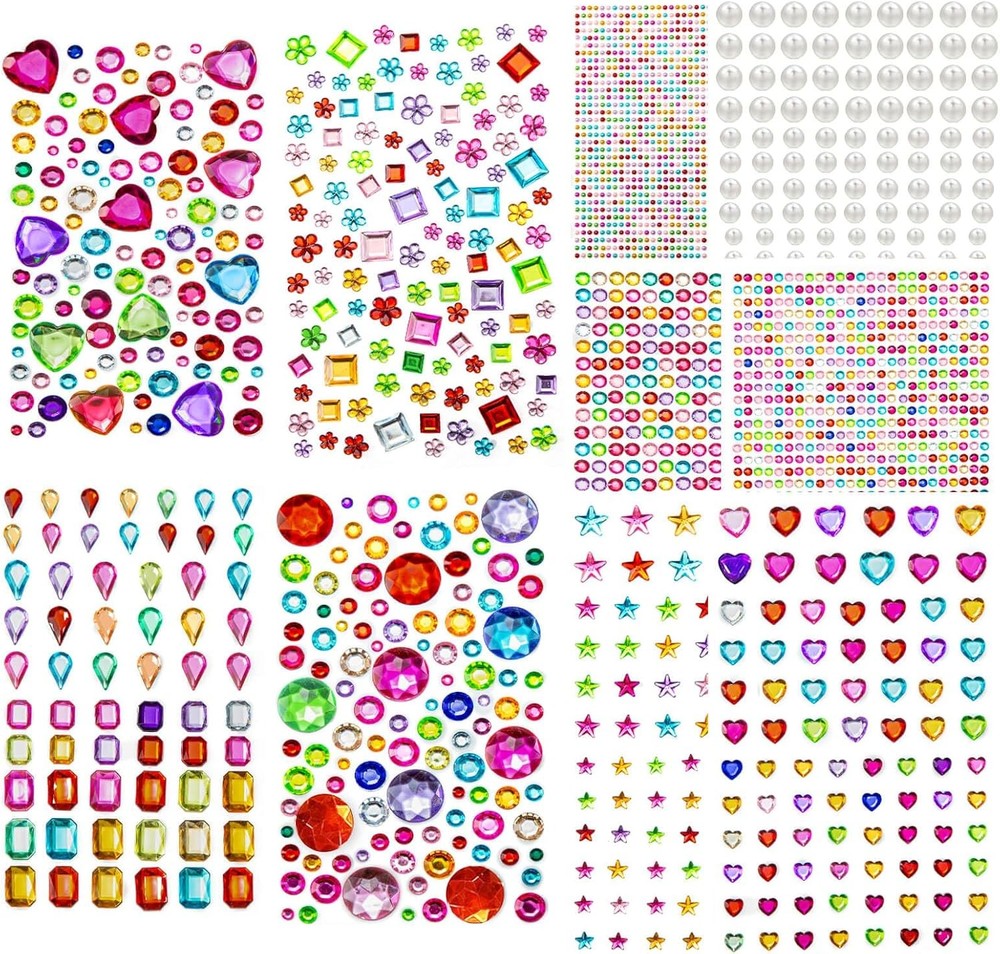 2774PCS Gem Stickers, Self Adhesive Gems for Crafts, Acrylic Bling Color