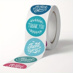 1 Roll 500 Stickers – Floral Thank You Labels for Boxes, Gifts & Envelopes