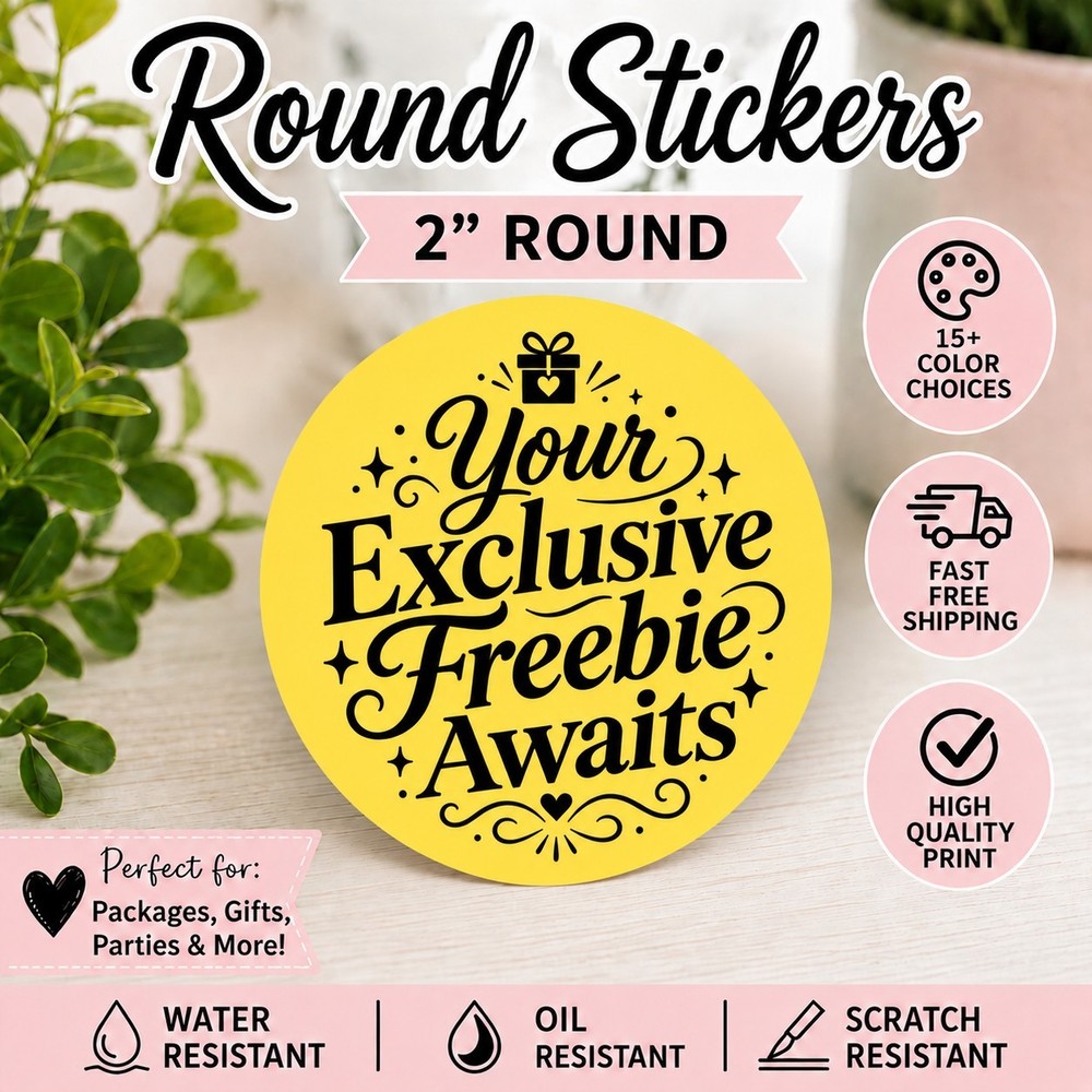 40 FREE GIFT STICKERS 2″ ROUND LABELS THANK YOU FREEBIE HOLOGRAPHIC FAVOR