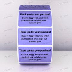 Thank You Stickers White – Feedback Message Small Business Labels | 50 Stickers