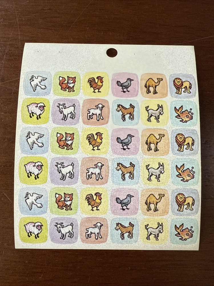 Vintage Redi-Stix Creation Miniatures Animal Sticker Sheet Standard Christian
