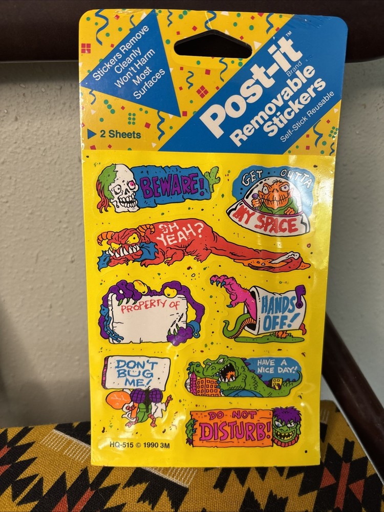 Vintage Post-it Removable Stickers School Locker Bedroom Door Beware Disturb
