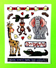Provo Craft Zoopendous Sticker Sheet Zoo Animals Elephant Giraffe Monkey Croc