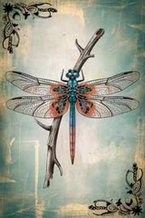 DRAGONFLIES POSTCARDS, Card Toppers Scrapbook Junk Journal Art Cards 4 pcs,