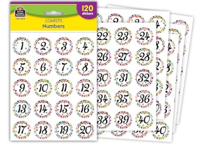 Confetti Numbers Stickers